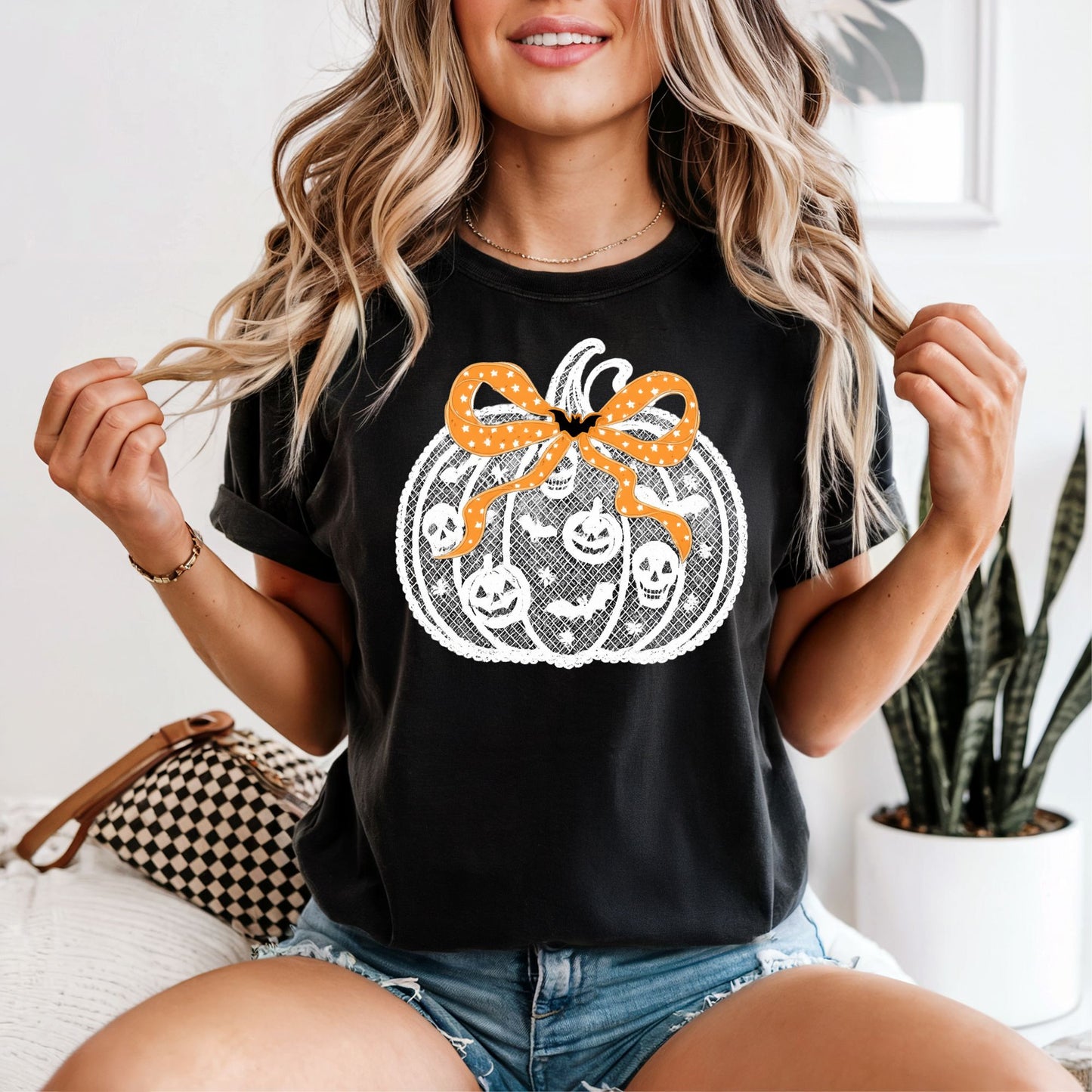 Lace Halloween Pumpkin Tee