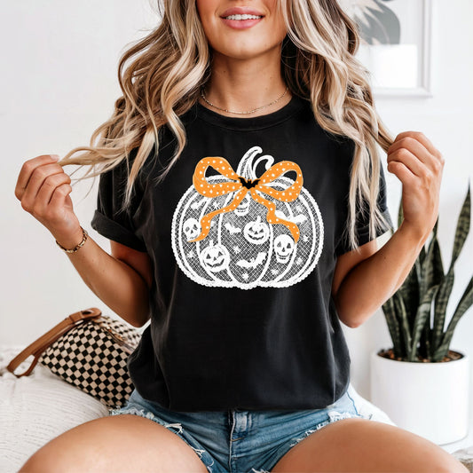 Lace Halloween Pumpkin Tee
