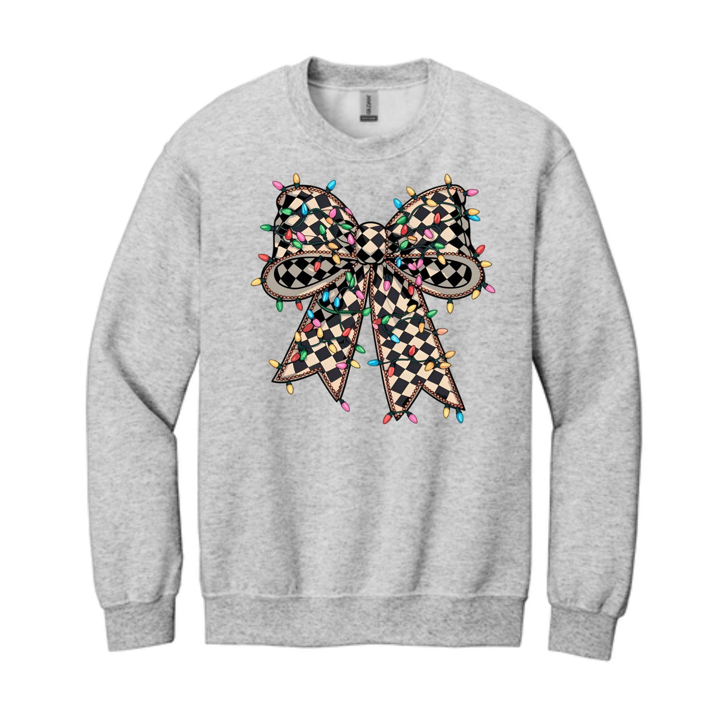 Checkered Christmas Lights Bow