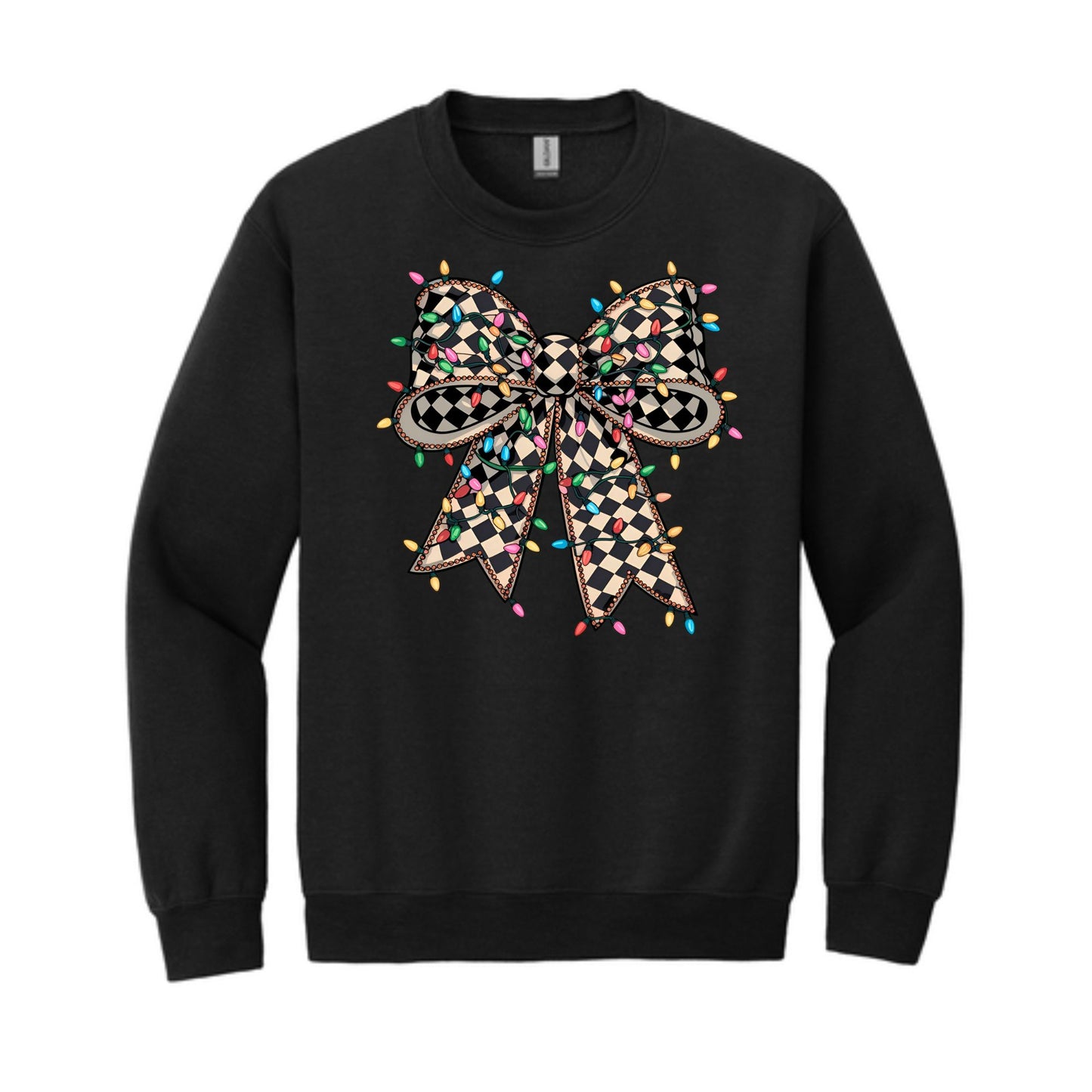 Checkered Christmas Lights Bow