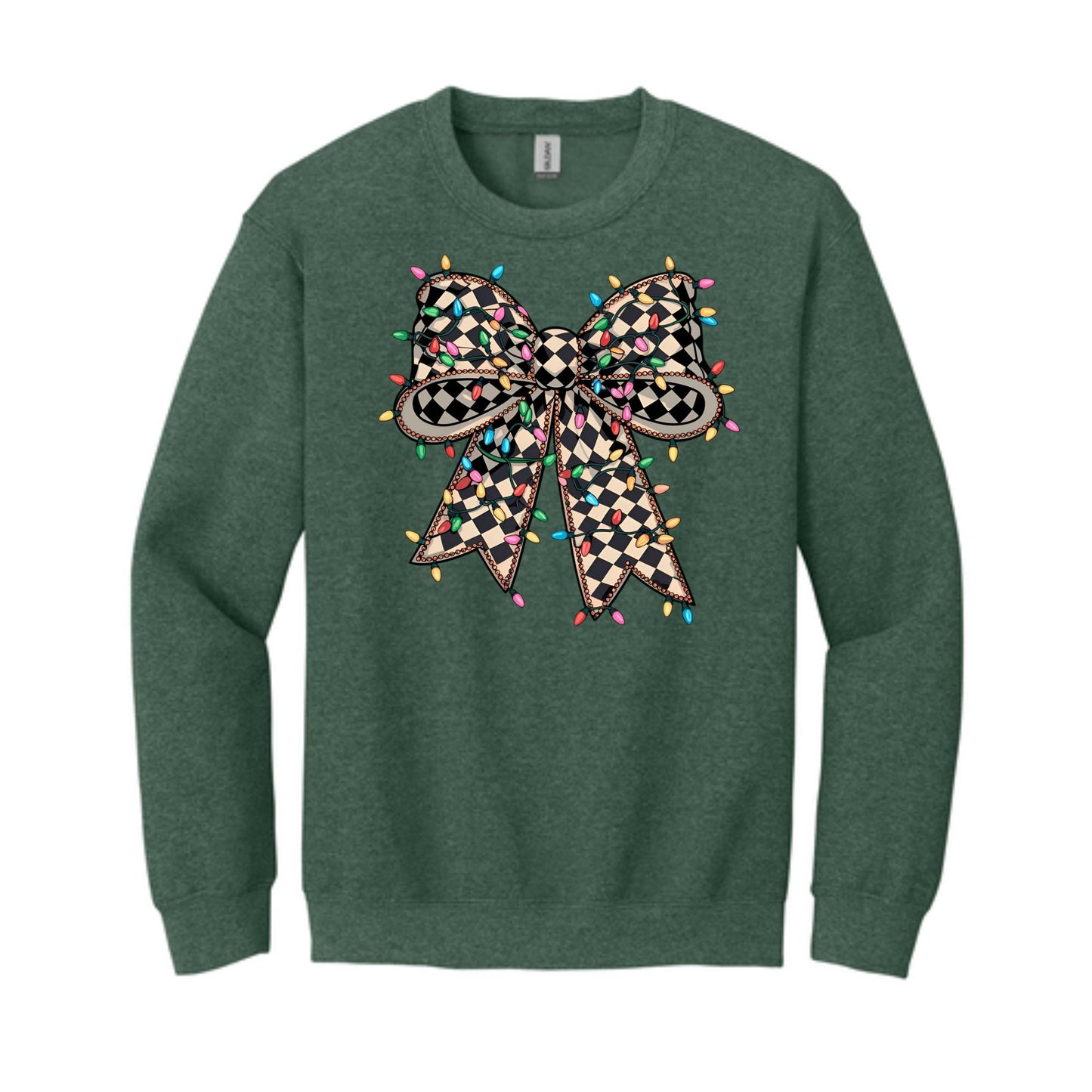 Checkered Christmas Lights Bow