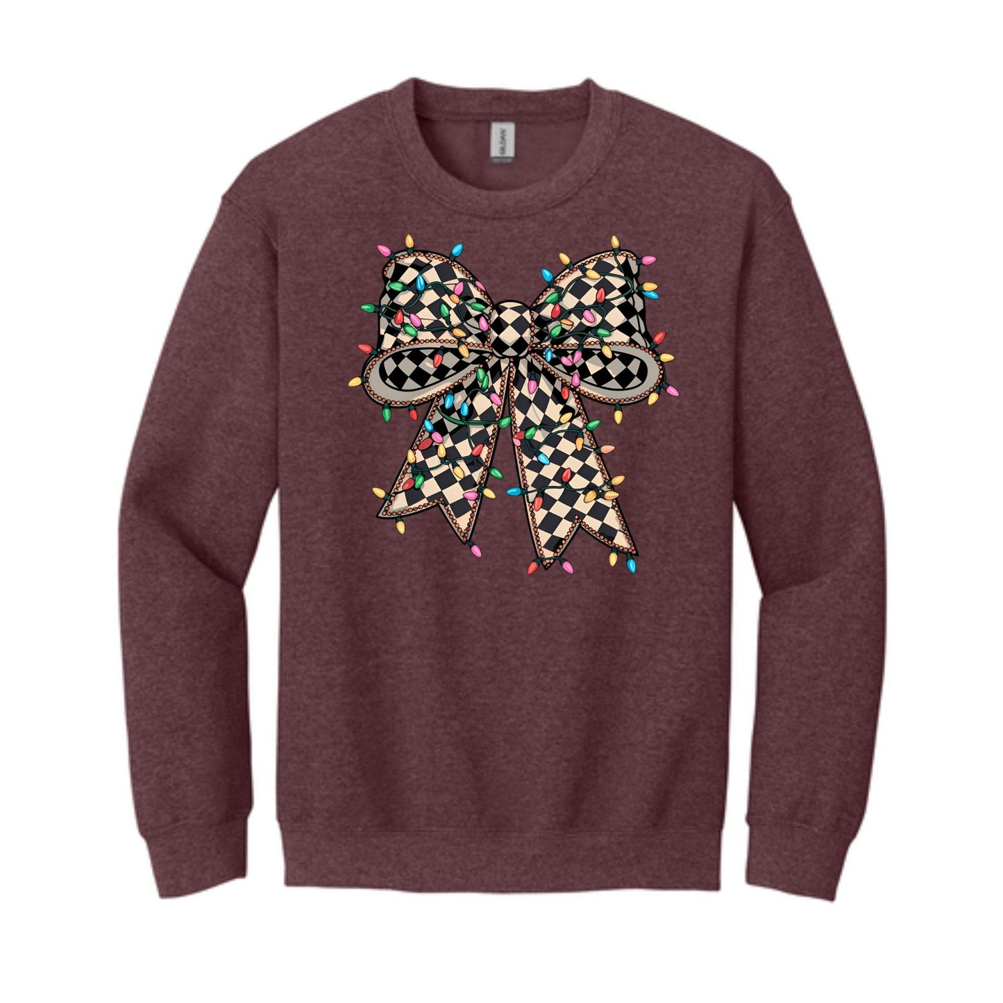 Checkered Christmas Lights Bow