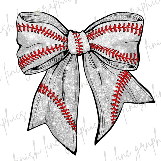 Baseball Bow Glitter