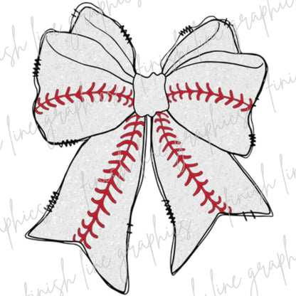 Baseball Bow Glitter Lines