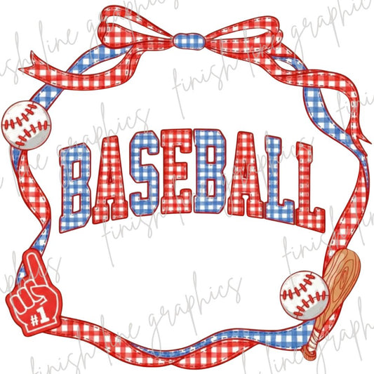 Baseball Gingham Bow