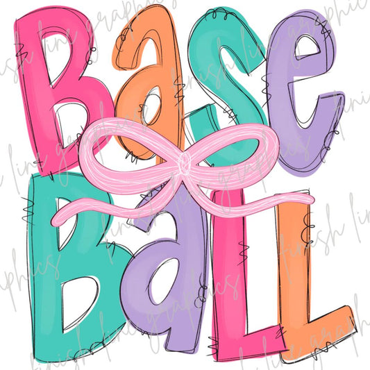 Baseball Multicolor Bow