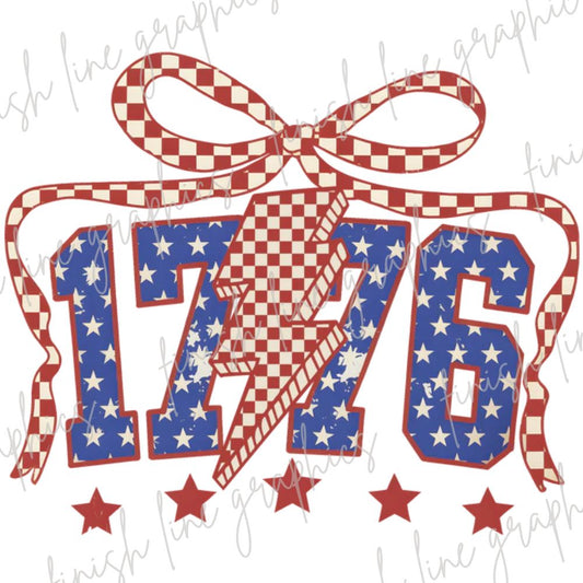 Blue 1776 Large Bow & Red Stars