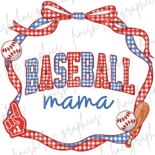 Baseball Gingham Bow