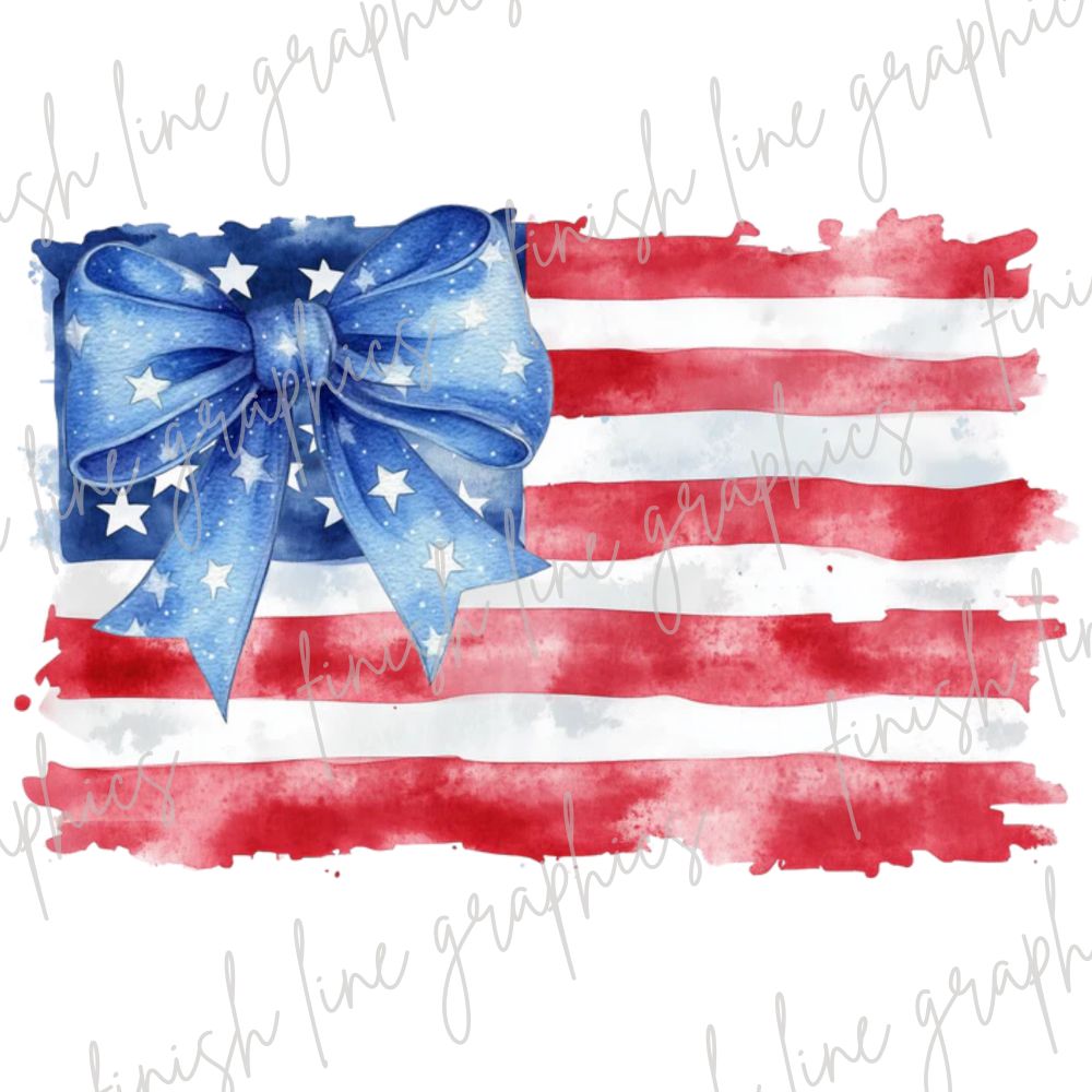 Distressed Flag with Blue Bow