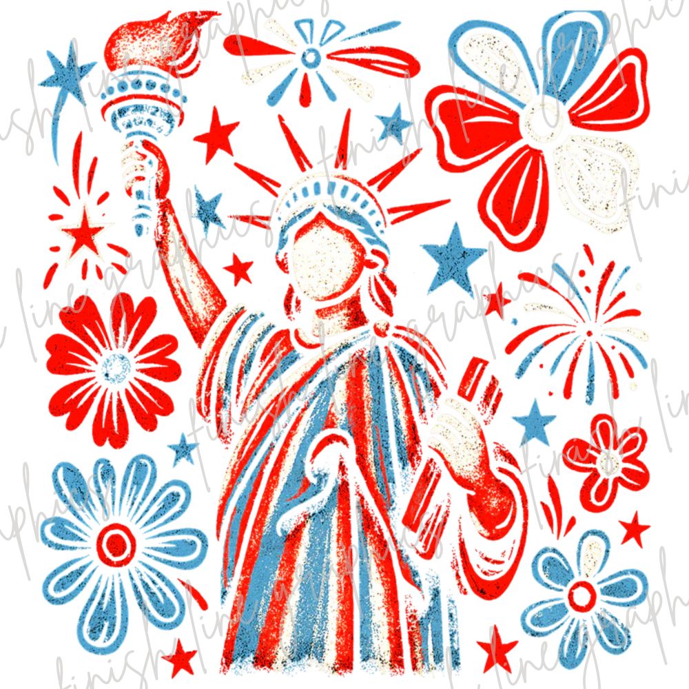 July 4th Statue of Liberty with Flowers