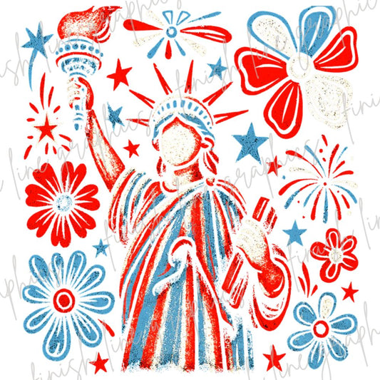 July 4th Statue of Liberty with Flowers