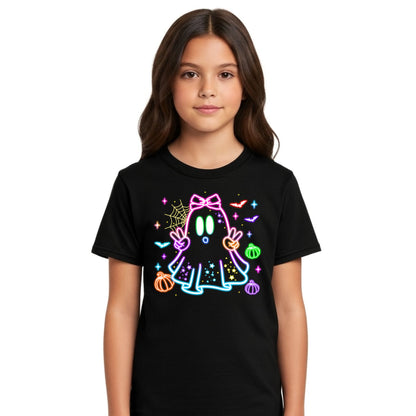 Neon Ghost with Bat Halloween