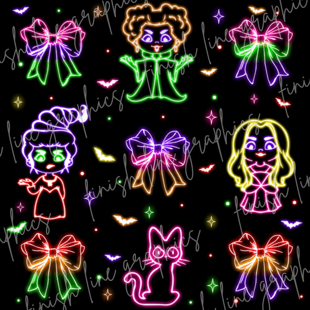 Neon Sanderson Sisters Coquette Halloween