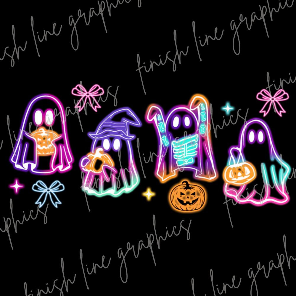Neon Ghost with Bow Coquette Halloween