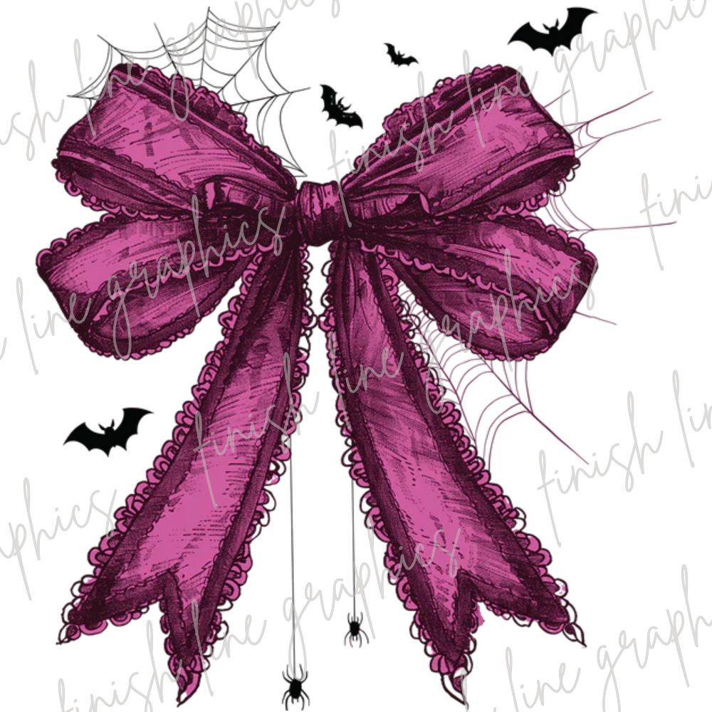 Pink Bow with Bats