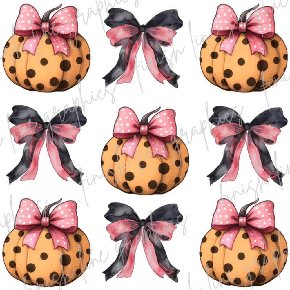 Polka Dot Pumpkin with Bow Halloween
