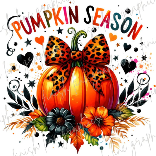 Pumpkin Season with Hearts and Flowers Halloween