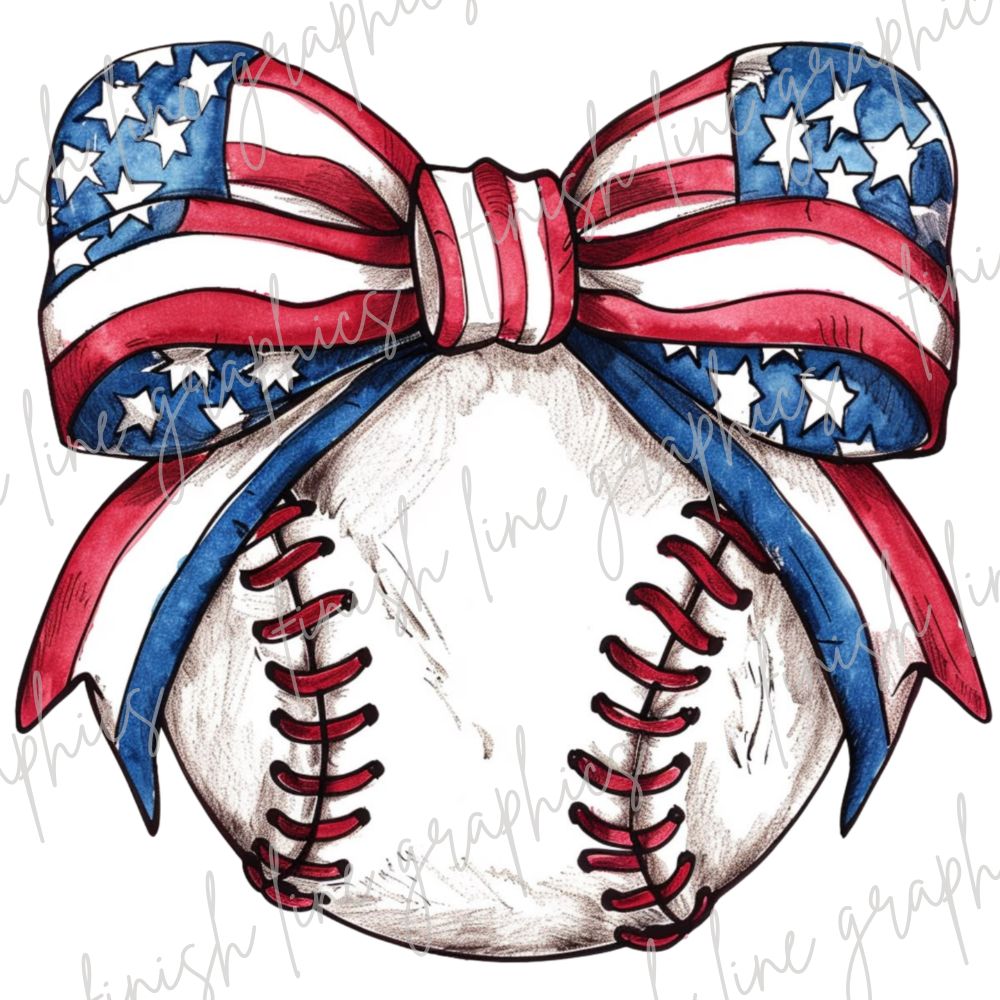 Red White and Blue Bow Baseball